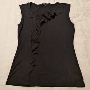 Asymmetrical Ruffle Collar Sleeveless Tee - White House Black Market